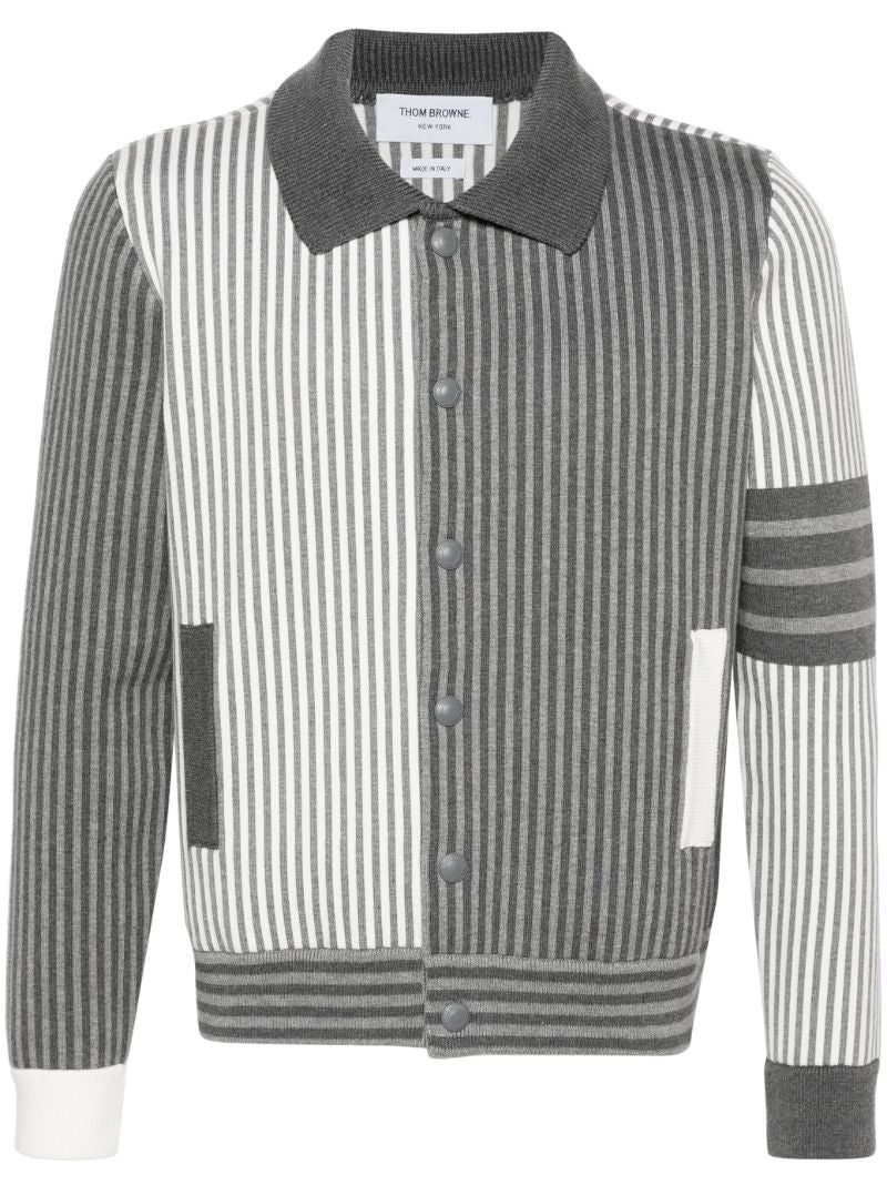 Grey Fun-mix Striped Cardigan