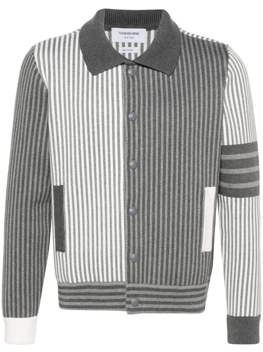 Grey Fun-mix Striped Cardigan