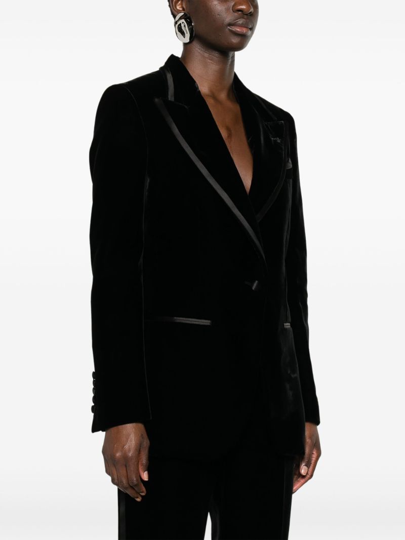 Black Single-breasted Velvet Blazer
