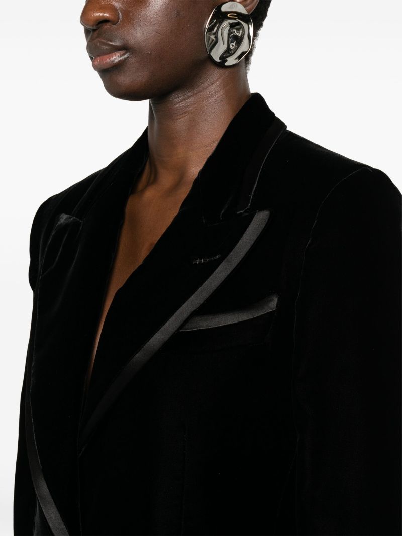 Black Single-breasted Velvet Blazer