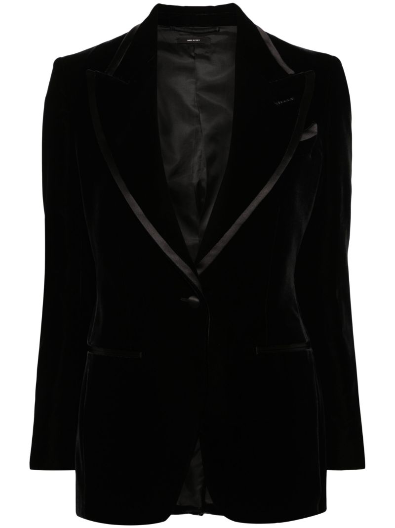 Black Single-breasted Velvet Blazer