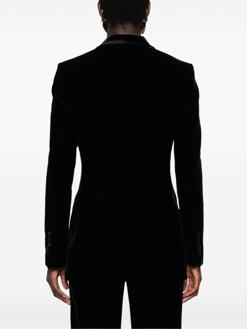 Black Single-breasted Velvet Blazer