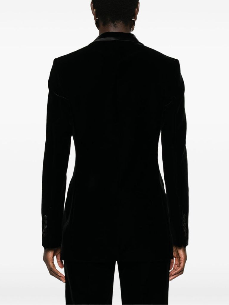 Black Single-breasted Velvet Blazer