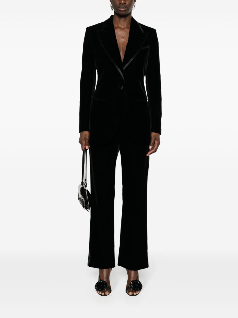 Black Single-breasted Velvet Blazer
