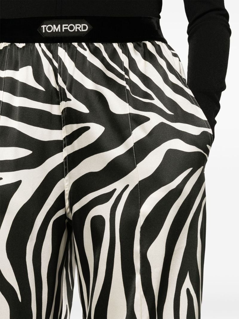Black Zebra-print Silk Trousers