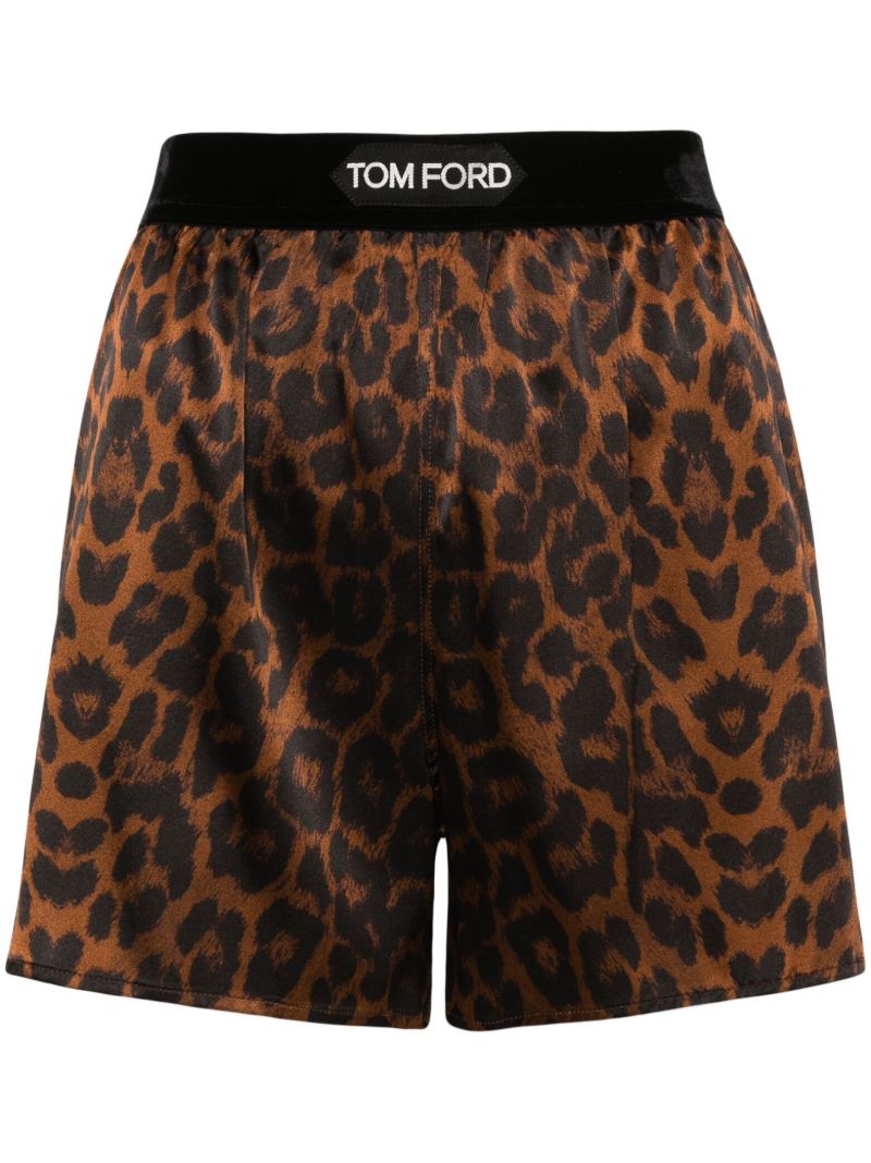 Brown Leopard-print Track Shorts