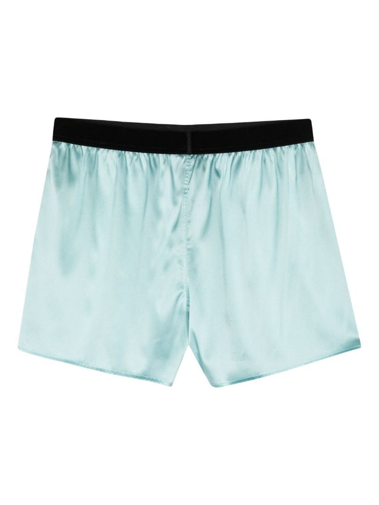 Blue Elasticated Logo-waistband Shorts