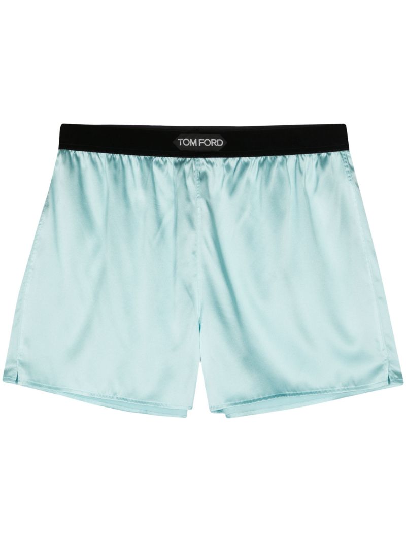 Blue Elasticated Logo-waistband Shorts