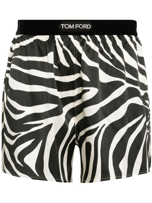 Black Zebra-print Silk-blend Shorts