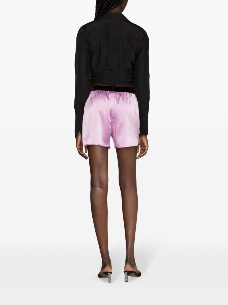 Purple Logo-waistband Silk Shorts