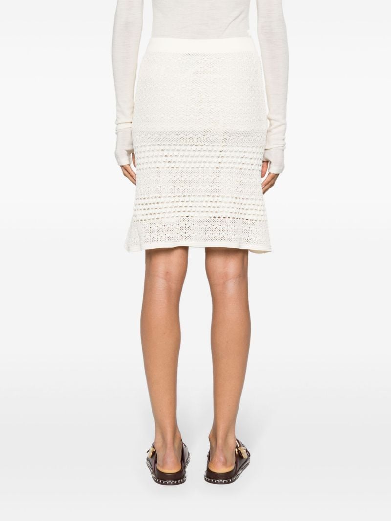 Neutral Open-knit High-waist Skirt