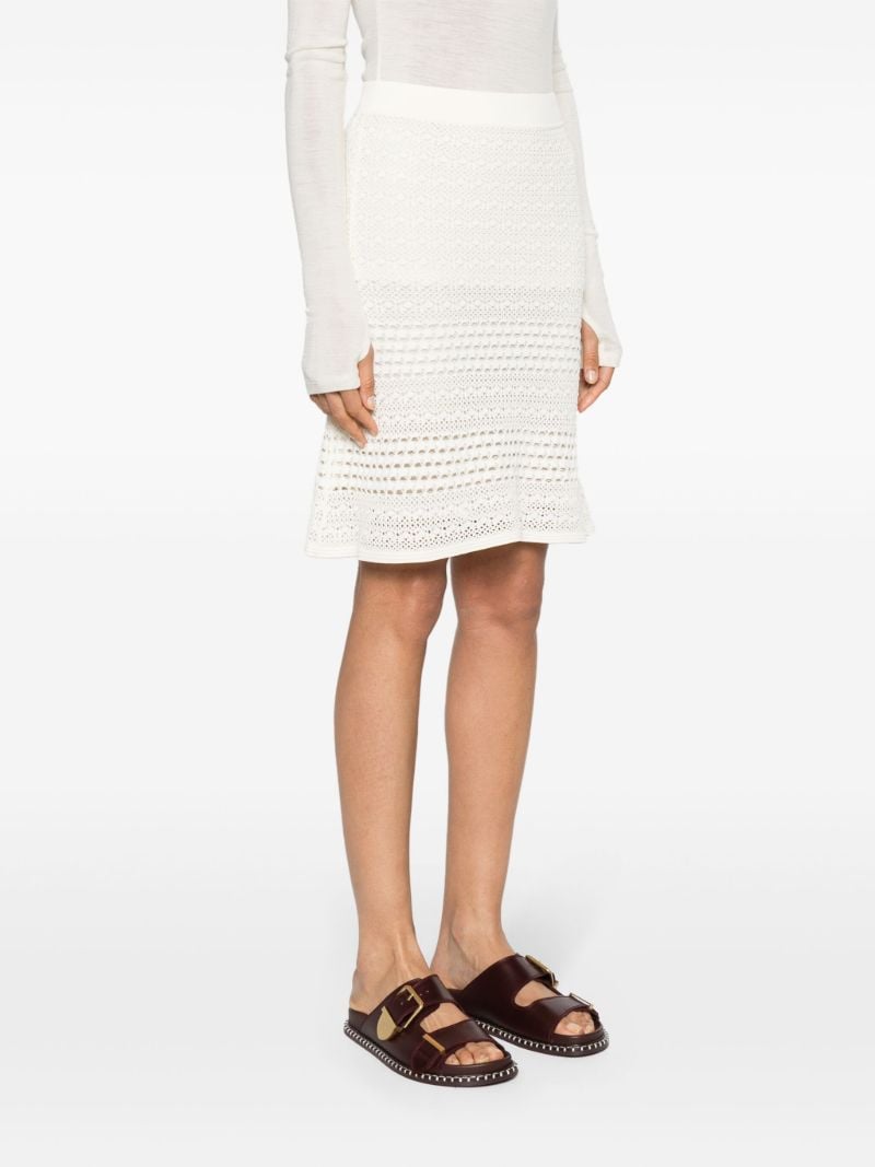 Neutral Open-knit High-waist Skirt