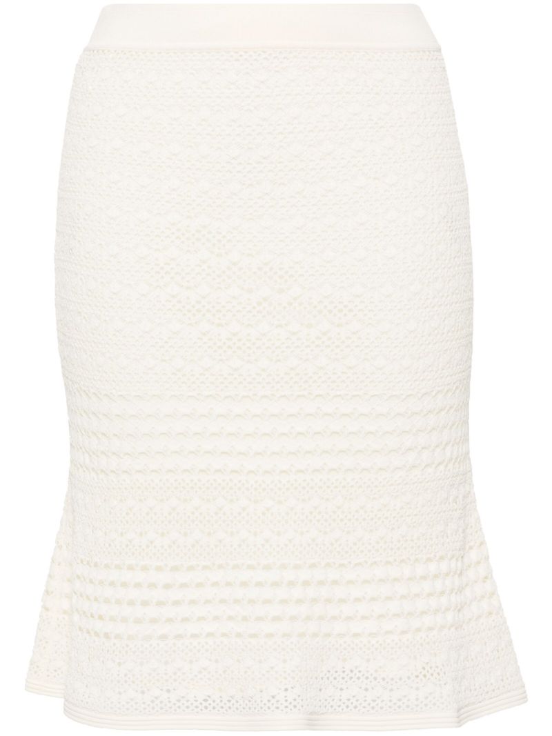 Neutral Open-knit High-waist Skirt