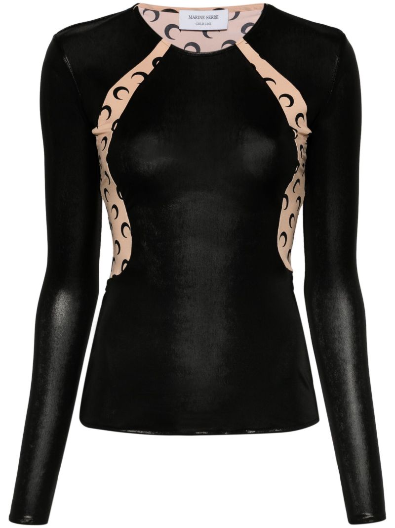 Black Regenerated Crescent Moon-print Top