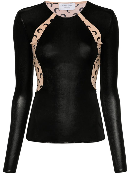 Black Regenerated Crescent Moon-print Top