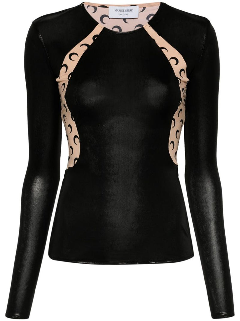 Black Regenerated Crescent Moon-print Top