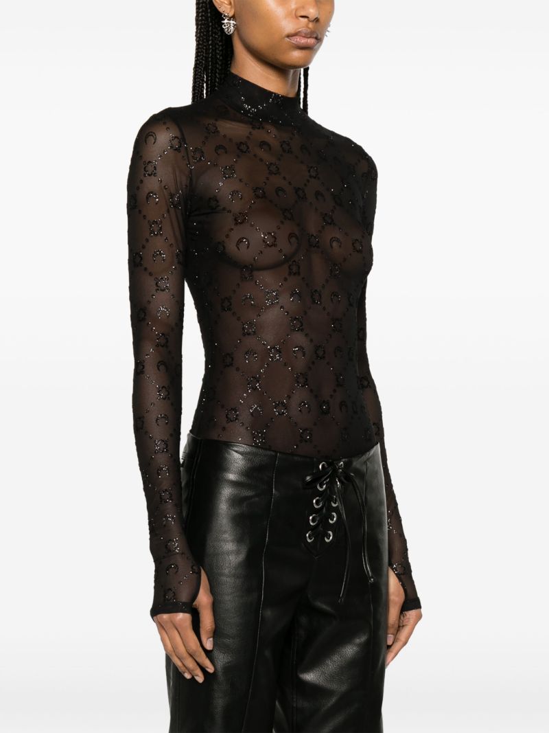 Black Regenerated Moonogram-flocked Top