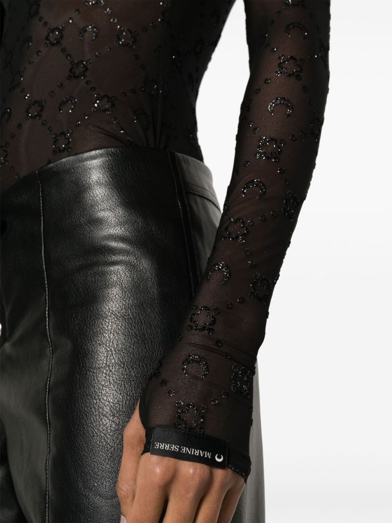 Black Regenerated Moonogram-flocked Top