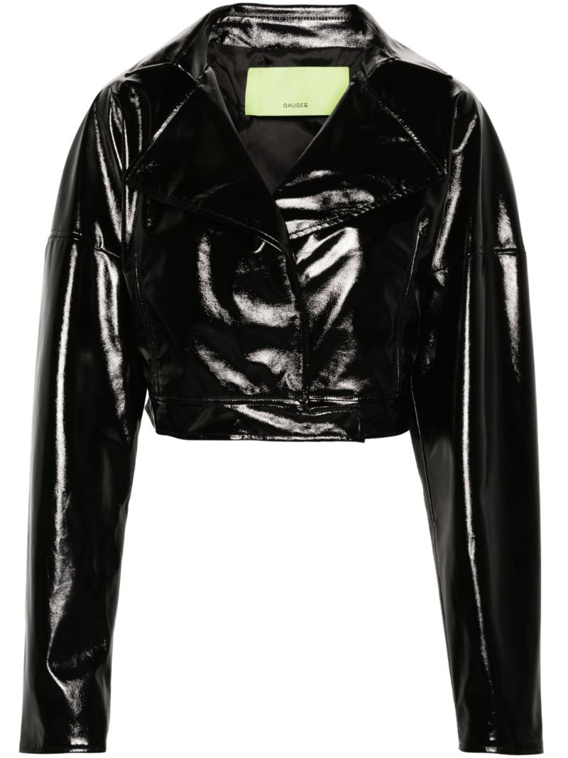 Black Kitara Patent Cropped Jacket