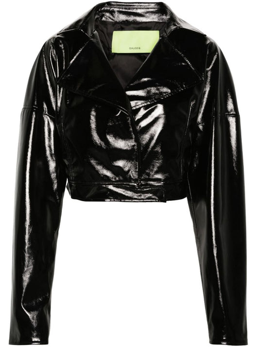 Black Kitara Patent Cropped Jacket