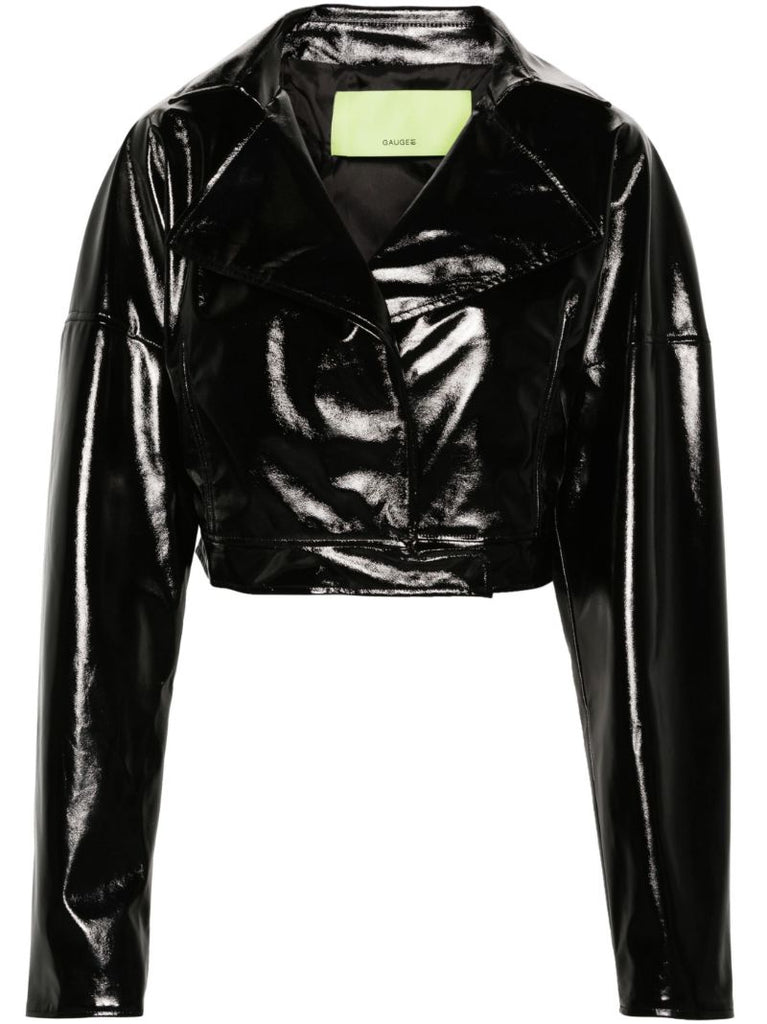 Black Kitara Patent Cropped Jacket