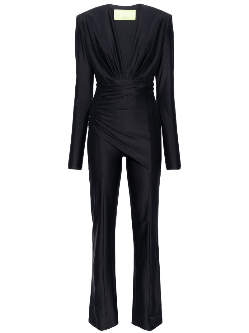 Black Rosaria Draped Jumpsuit