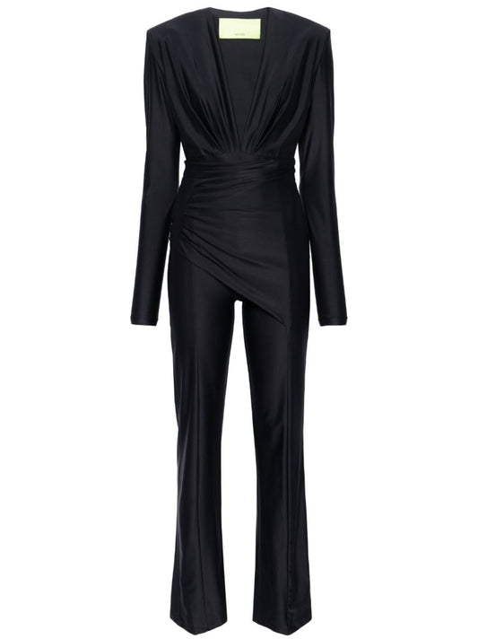 Black Rosaria Draped Jumpsuit