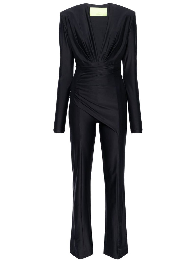 Black Rosaria Draped Jumpsuit