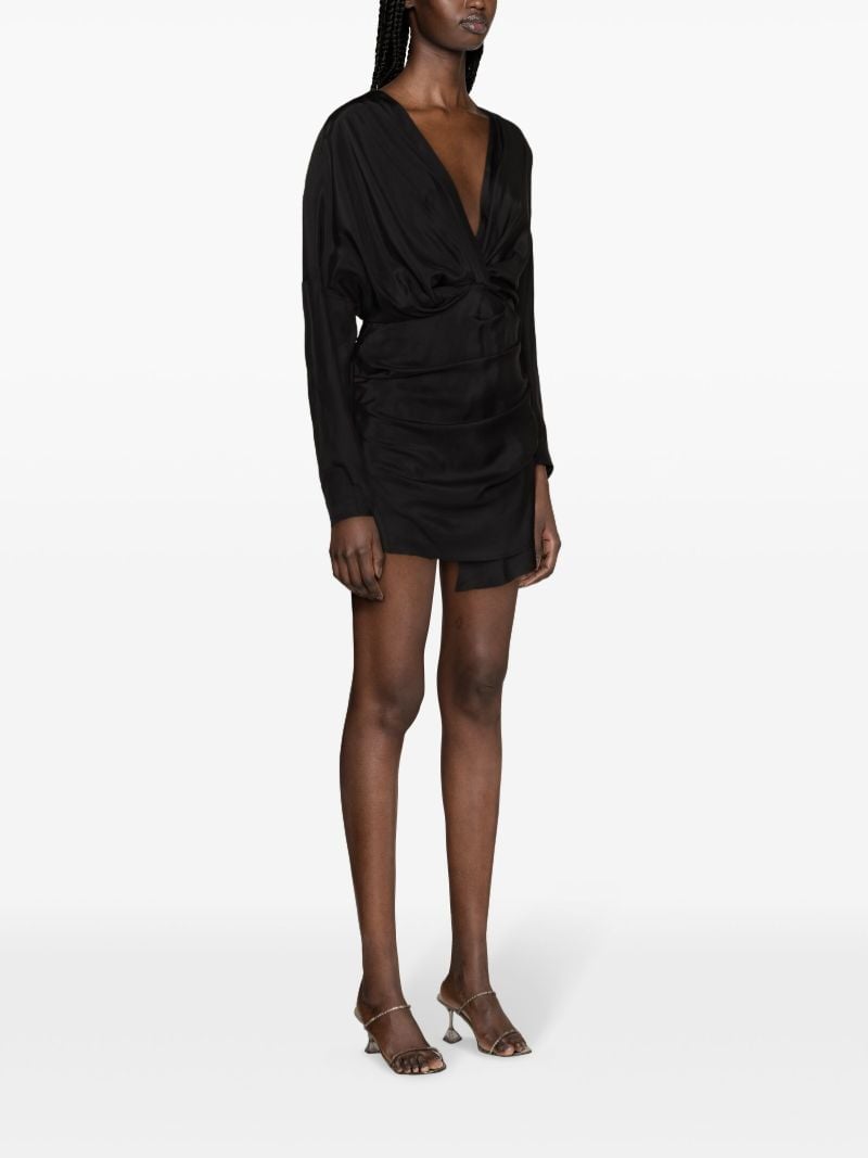 Black Asuka Gathered Silk Dress