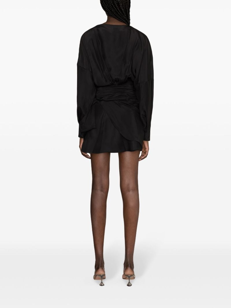 Black Asuka Gathered Silk Dress