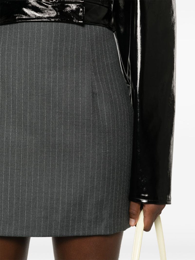 Grey Mani Pinstripe Pencil Mini Skirt