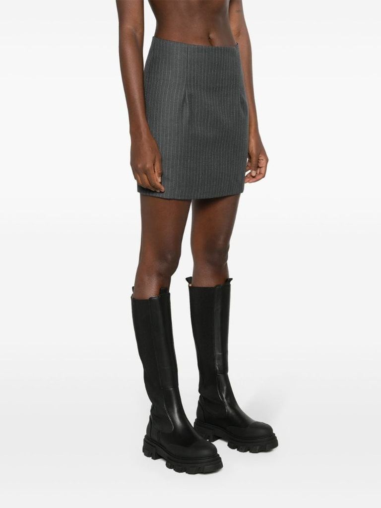 Grey Mani Pinstripe Pencil Mini Skirt