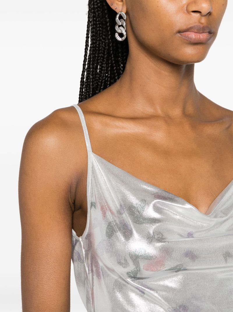 Silver-tone Ita Laminated Camisole Top