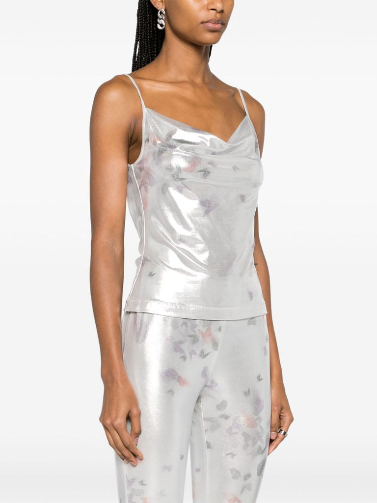 Silver-tone Ita Laminated Camisole Top