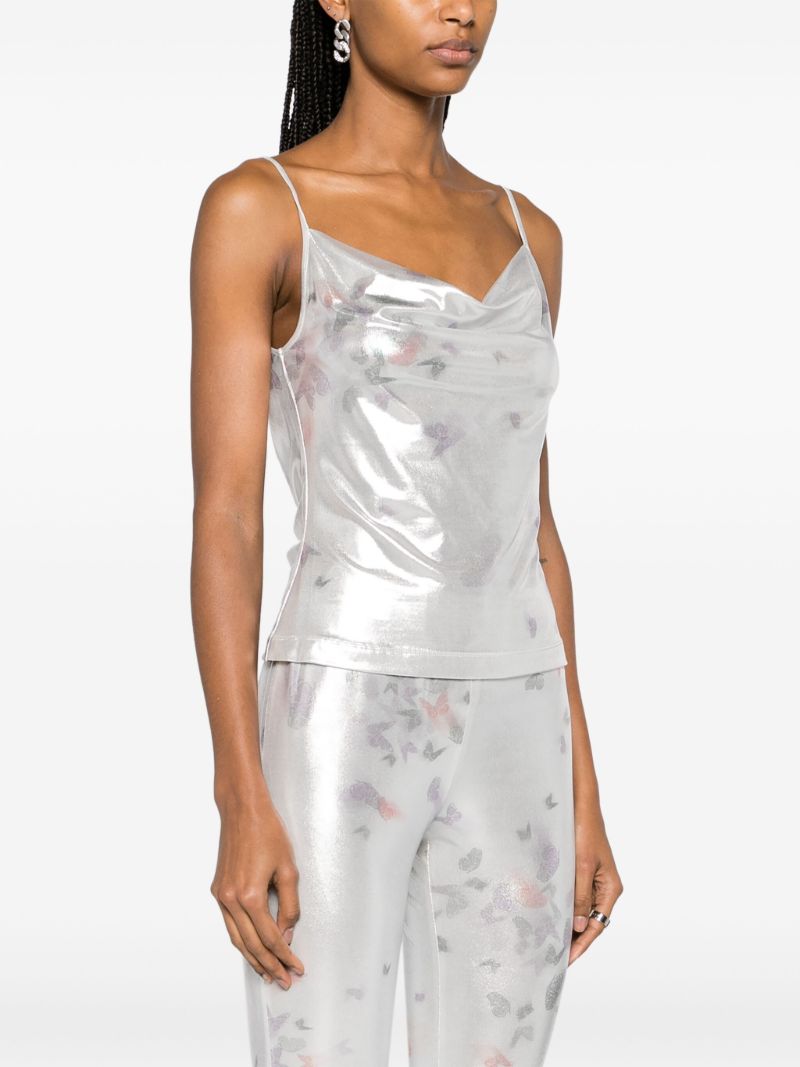 Silver-tone Ita Laminated Camisole Top