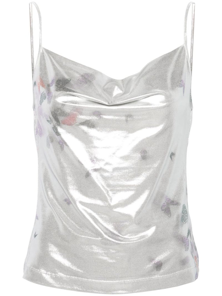 Silver-tone Ita Laminated Camisole Top