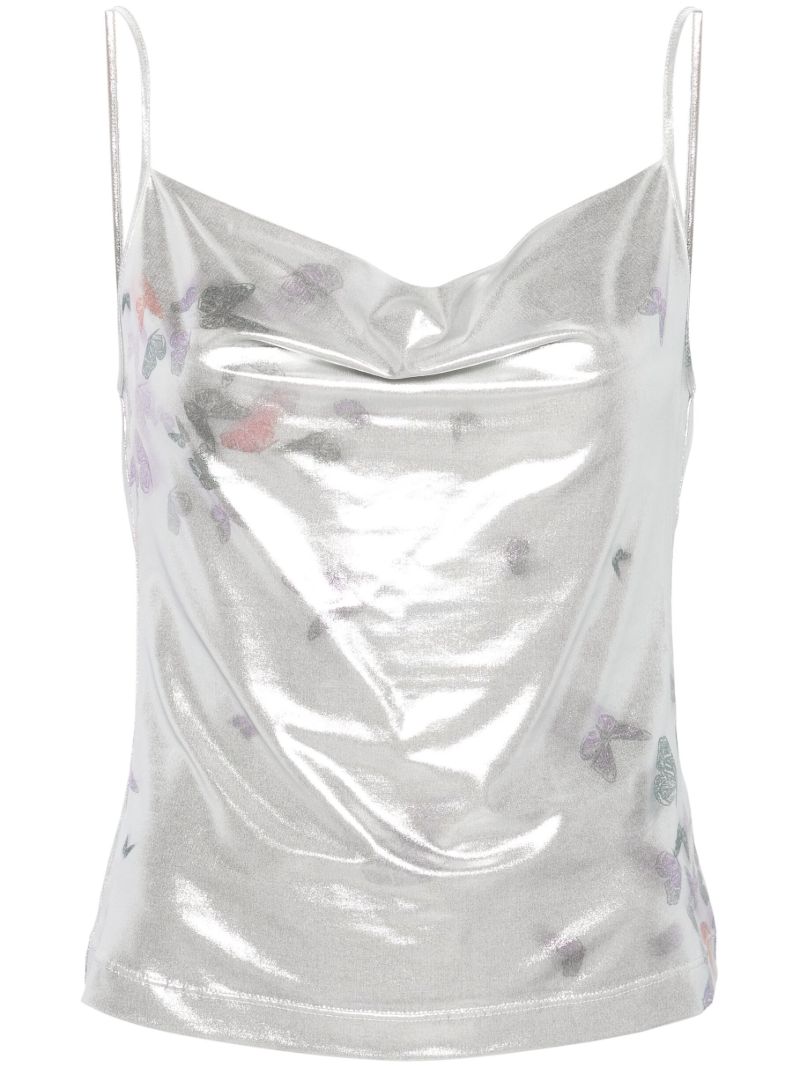 Silver-tone Ita Laminated Camisole Top