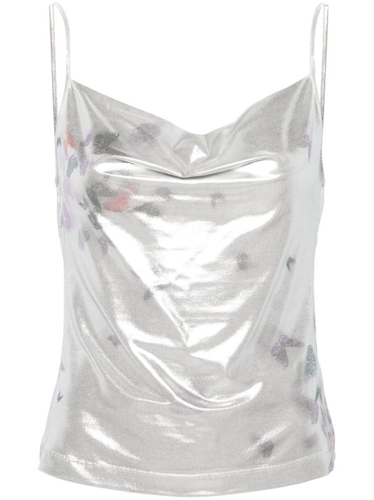 Silver-tone Ita Laminated Camisole Top