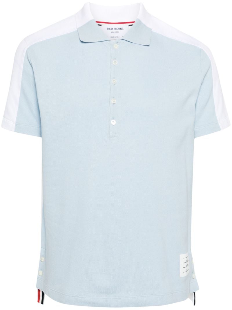 Blue Panelled Cotton Polo Shirt