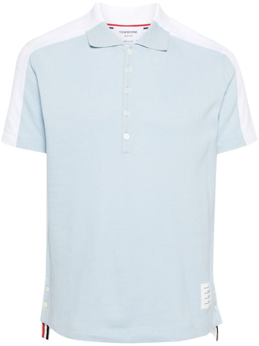 Blue Panelled Cotton Polo Shirt