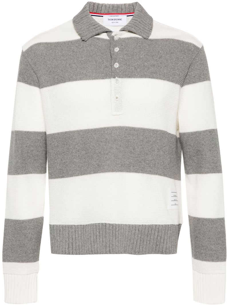 Grey Striped Cotton Sweater