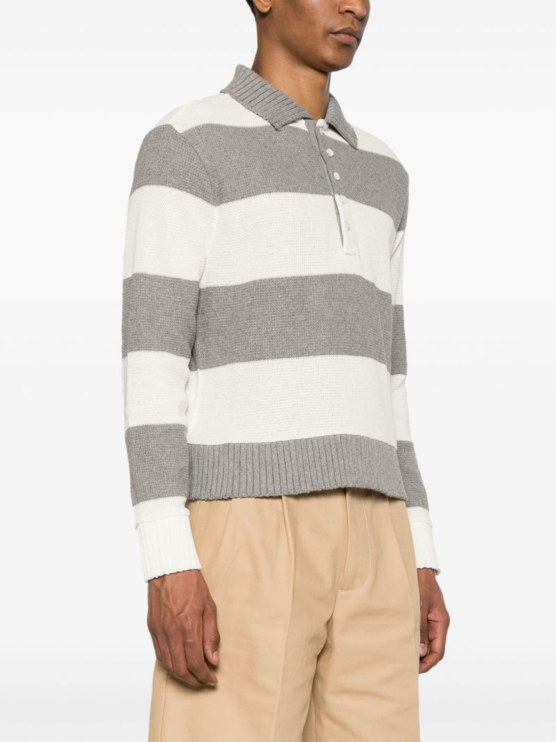 Grey Striped Cotton Sweater