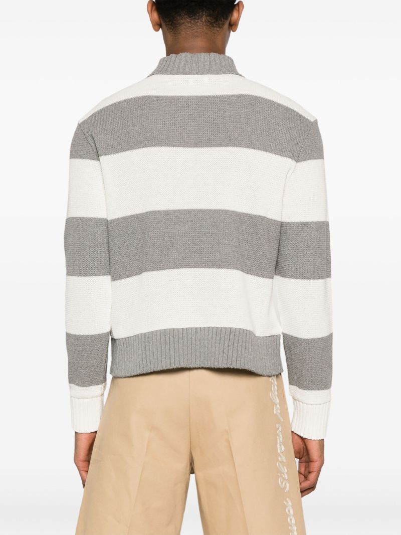 Grey Striped Cotton Sweater