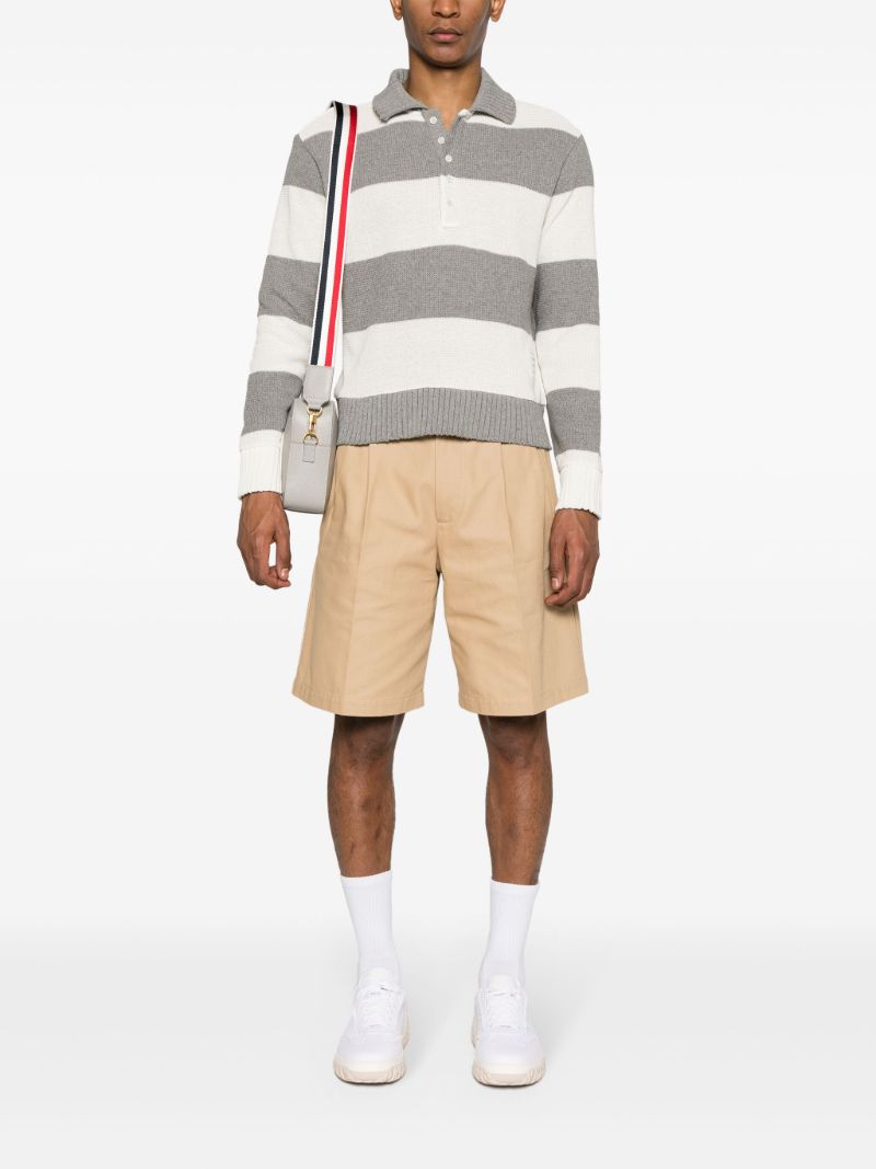 Grey Striped Cotton Sweater