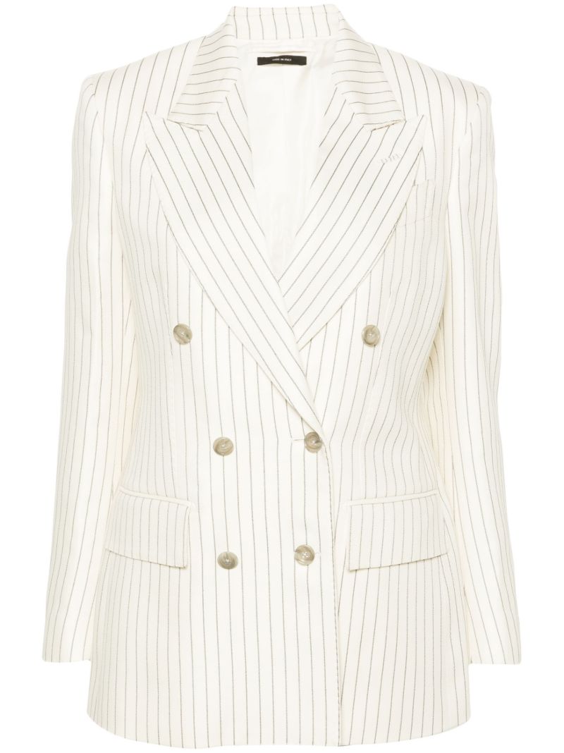 White Striped Single-breasted Blazer