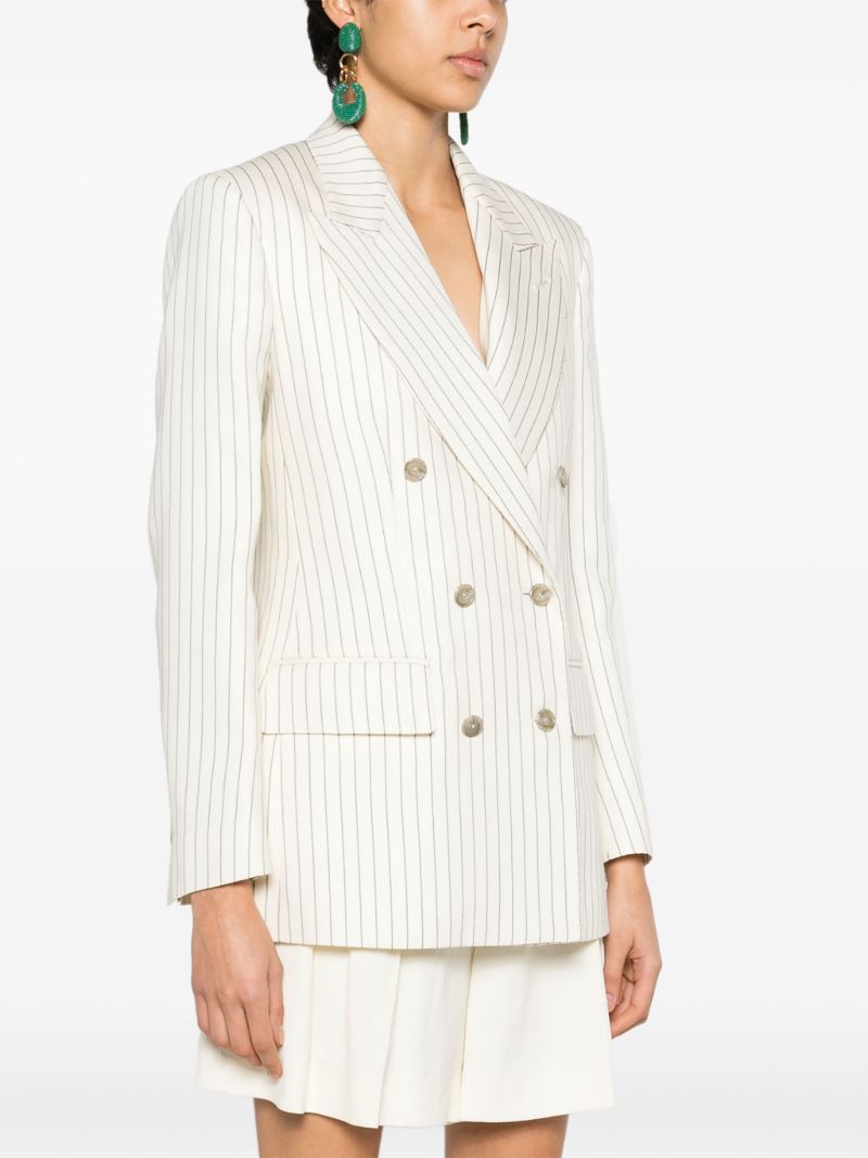 White Striped Single-breasted Blazer