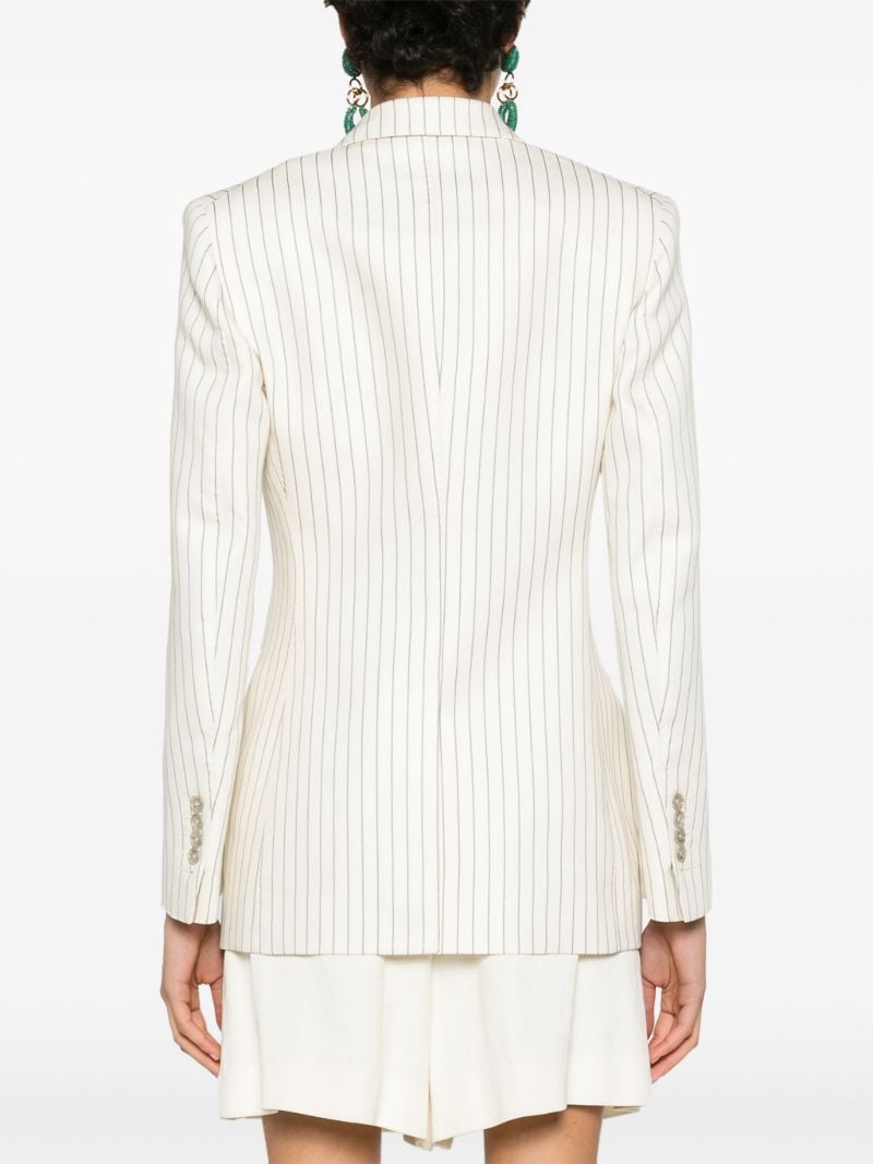 White Striped Single-breasted Blazer