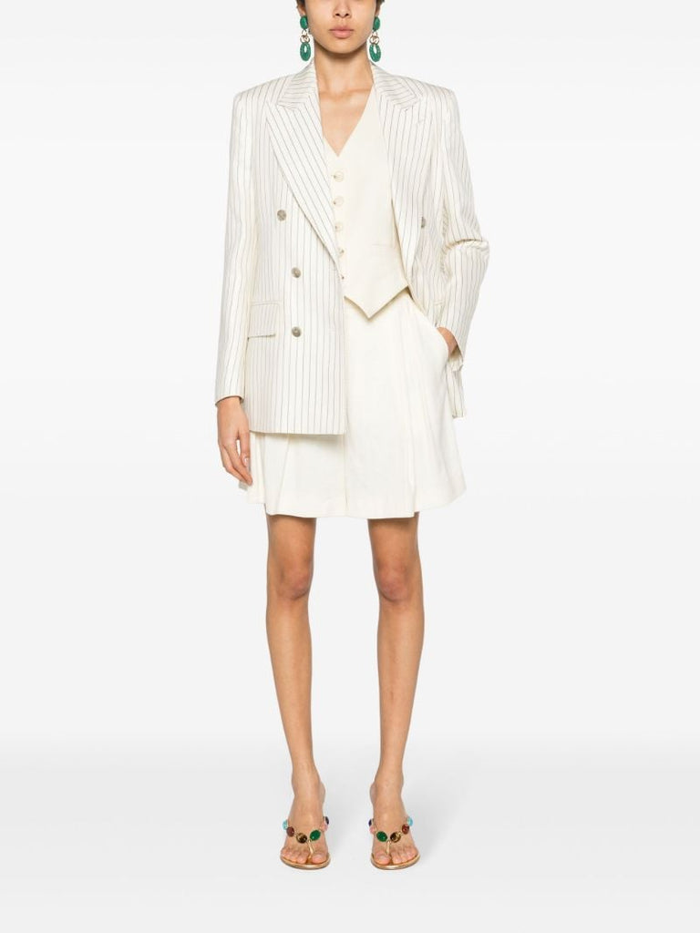White Striped Single-breasted Blazer