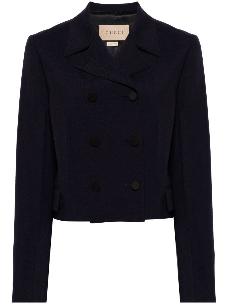 Black Double-breasted Cropped Jacket