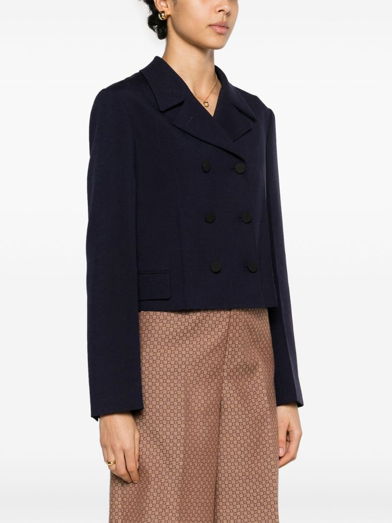 Black Double-breasted Cropped Jacket
